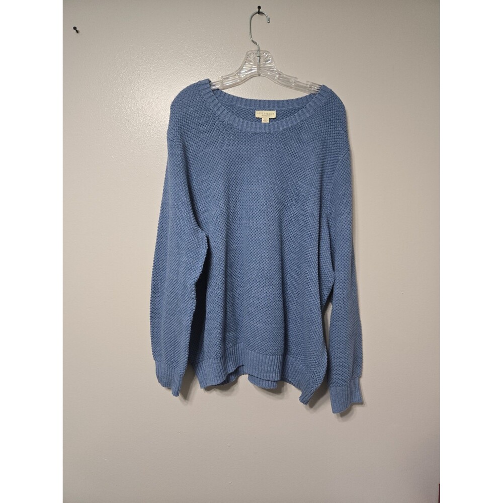 Appleseed's Women's 3X Periwinkle Blue Textured Crewneck Sweater